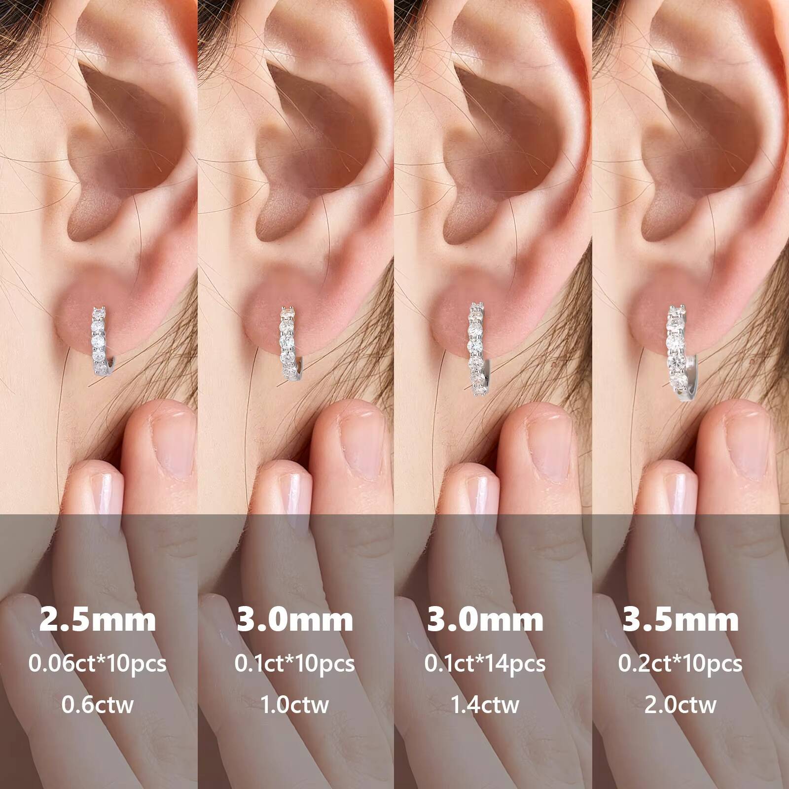 Valentines Gift D Color VVS1 Brilliant Round Cut Moissanite Lab Grown Diamond Huggie 925 Sterling Silver Hoops Earring for Women