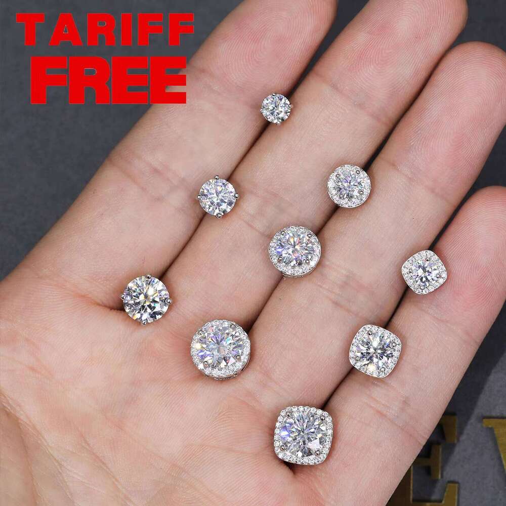 Pass Tester 5mm 6.5mm 8mm Magnetic 925 Sterling Silver Silicon Stone Diamond Halo Stud Men's Earrings