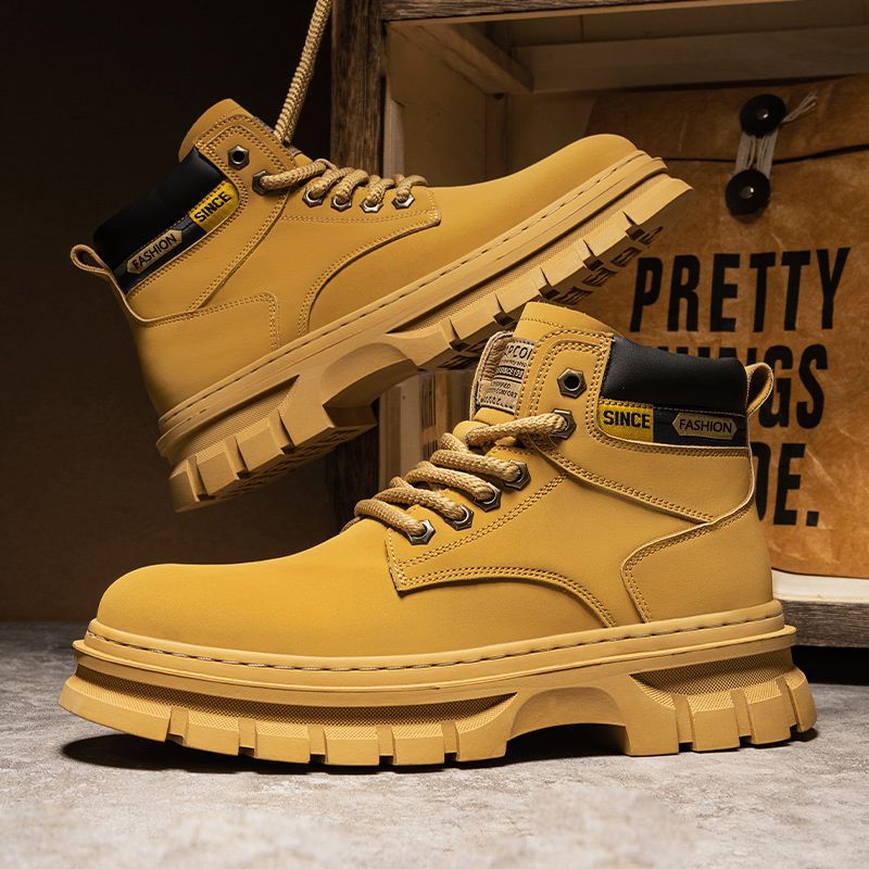 Luxury classic boots men 2026 Men's British Martin Boots, Mid Calf Work Boots High Top Casual Trendy Shoes Free Shipping