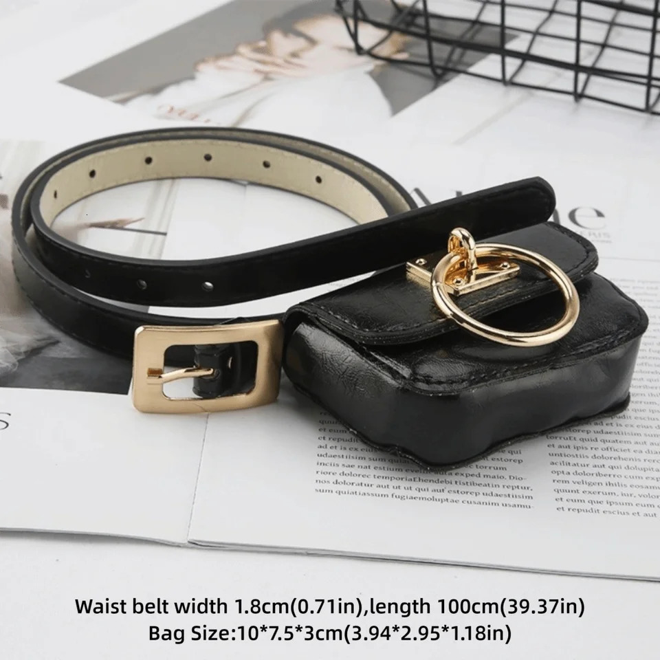 Square Women Vintage Belt Bag Dual-purpose Travel Waist Purse Gothic Fanny Packs PU Leather Y2K Style Metal Buckle Belts 251209 - view 7