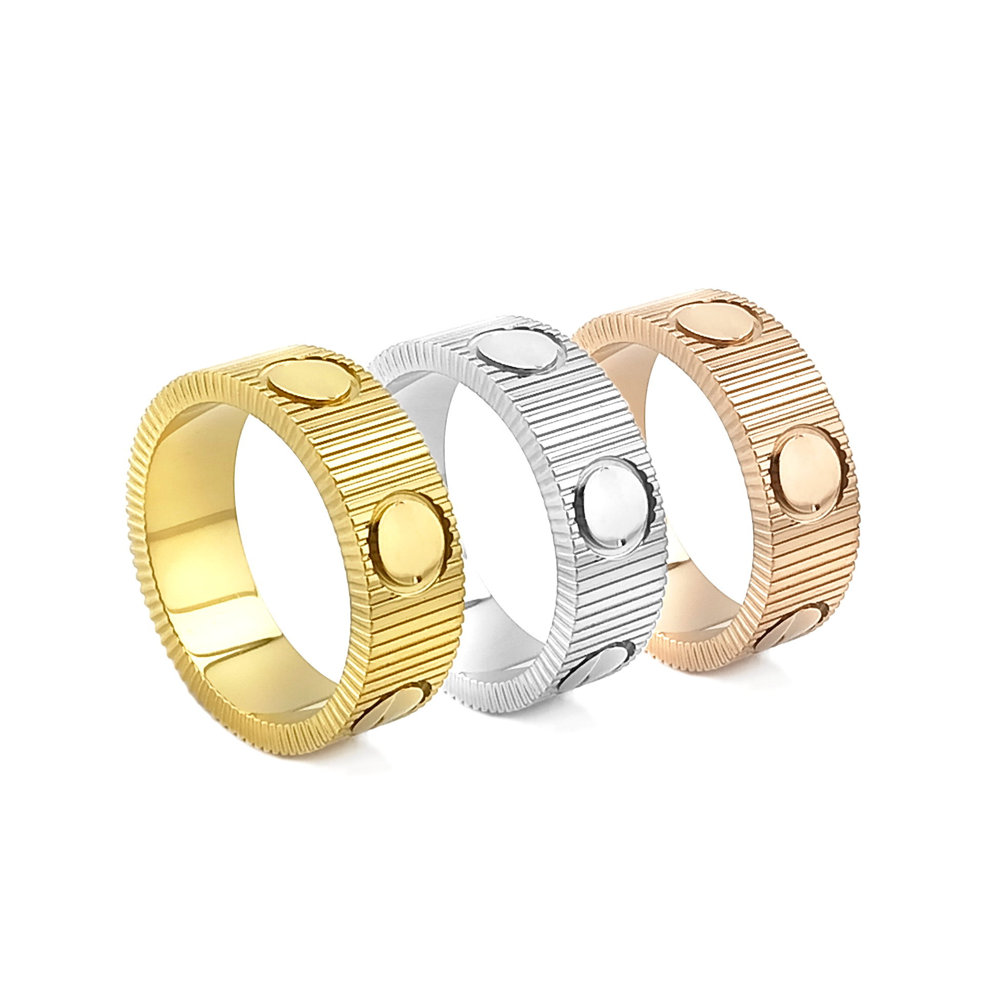 Classic Wedding Ring Designer Rings For Women Men Stainless Steel Plated Gold CZ Diamond Ring 4mm 5mm Wide Designer Jewelry Woman Christmas Gift With Box