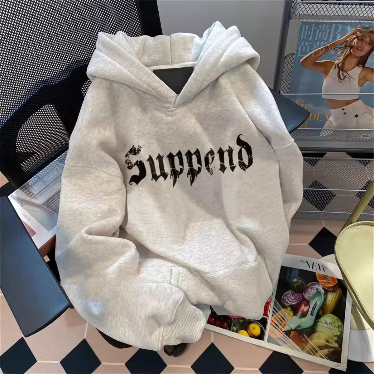 Couple-friendlyEuropean and American Street Hiphop Heavyweight Hoodie for Men - Autumn/Winter, Couple-friendly, Thickened & Fleece-lined Top