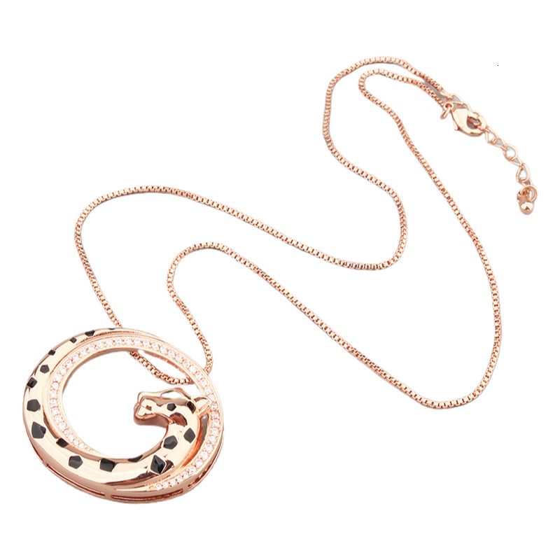 Retro Oval Hollow Leopard Pendant Micro Inlaid Zircon Hip Hop Jewelry Street Rapper Men's Necklace