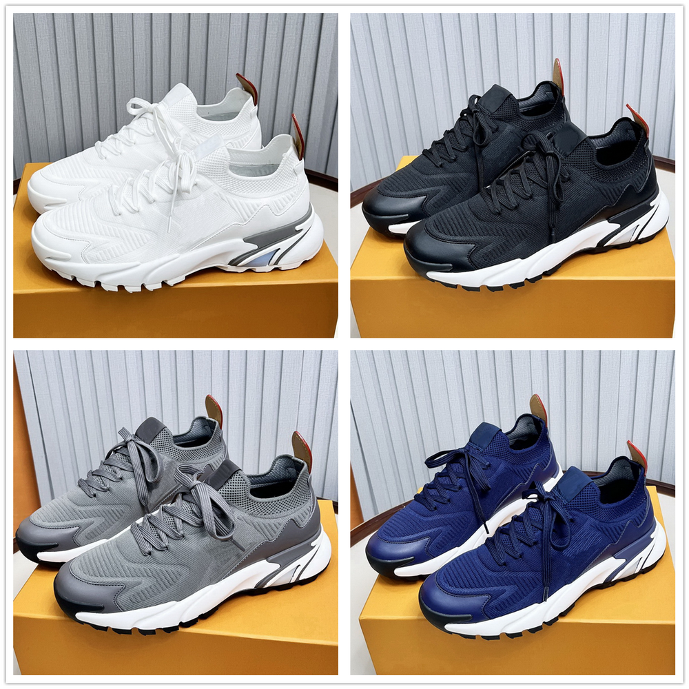 Designer Navy Blue Runner Shoes Tatic Sneaker knit slip-on Laces up sports Mens mesh shoes trainers luxury Men Casual Walk Moccasin shoes EU 39 - 45