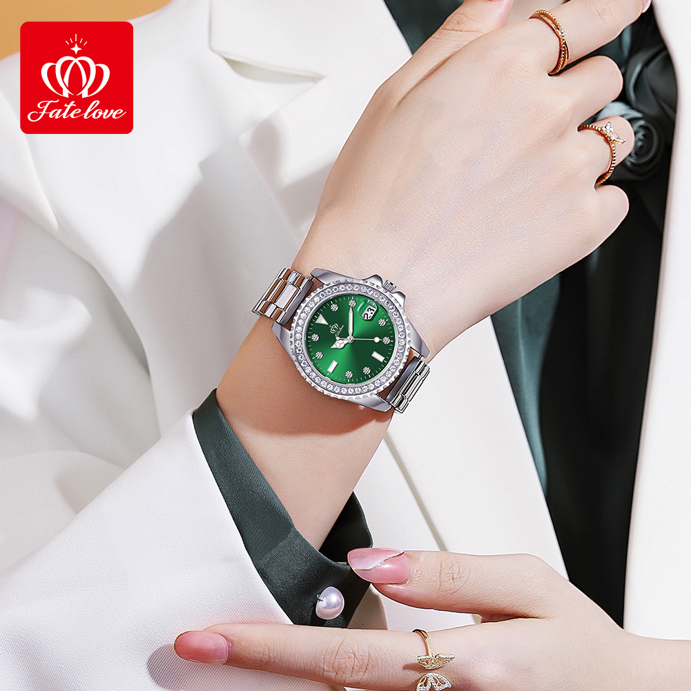 Designer Luxury Watch Brand Women's Moissanite Luxury Men's Green Dial Watch Waterproof And Drop Resistant High-quality Quartz Watch