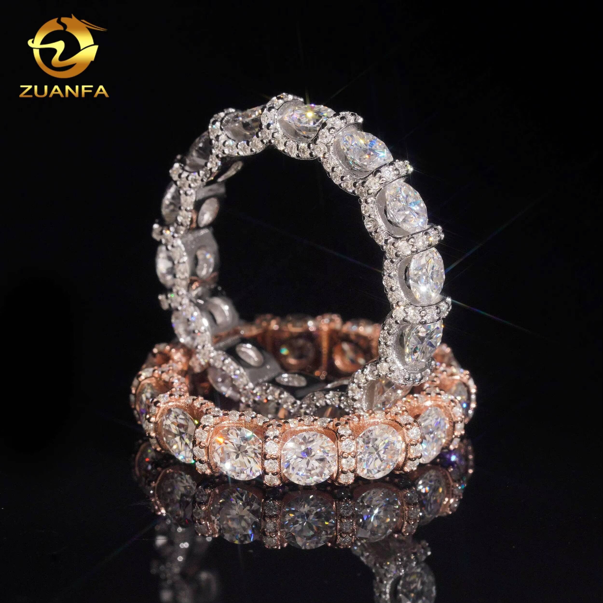 Fashion Jewelry Pass Diamond Tester Top Quality Iced Out Eternity Band 925 Sterling Silver Moissanite Rings