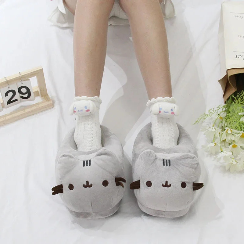 Women's Cat Slippers, Plush Cat Face Flip-Flop House Shoes with Stitched Upper, Pull-On Cartoon Slippers for Indoor Home Bedroom Dorm Lounge Casual We - view 3
