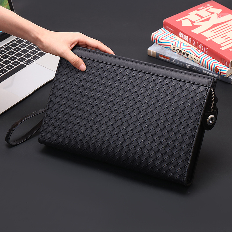 Luxury Brand Designer Bag Men's Clutch Bag Woven Texture Handbag Men's Wallet Large Capacity Business Casual Clutch Envelope Bag Document Ba