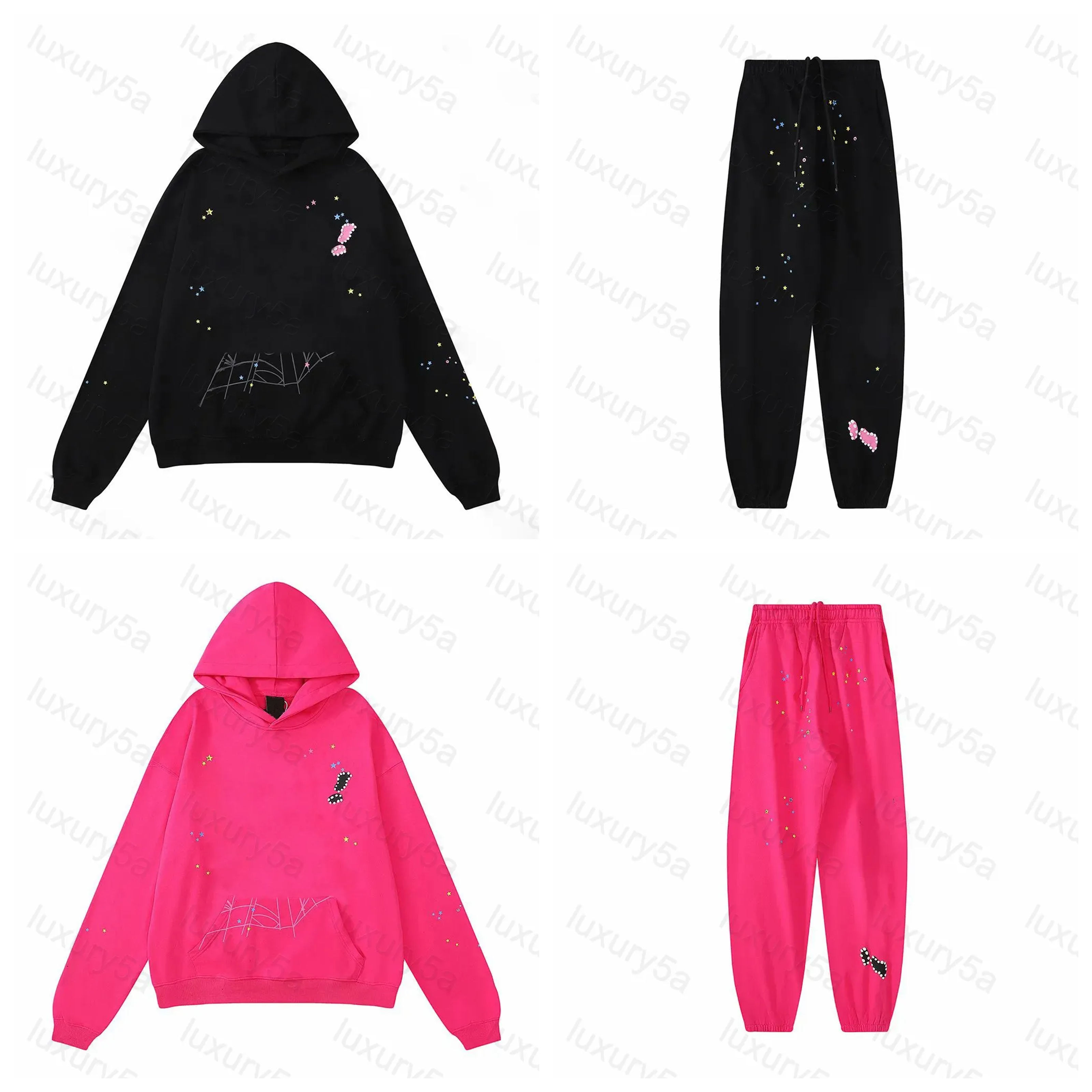 Designer Mens hoodie Spider hoodie Young Thug sweatshirt hip Hop sports pants womens Foam letter Printing Sweatshirts Pants web Puff Printed y2k hoodies