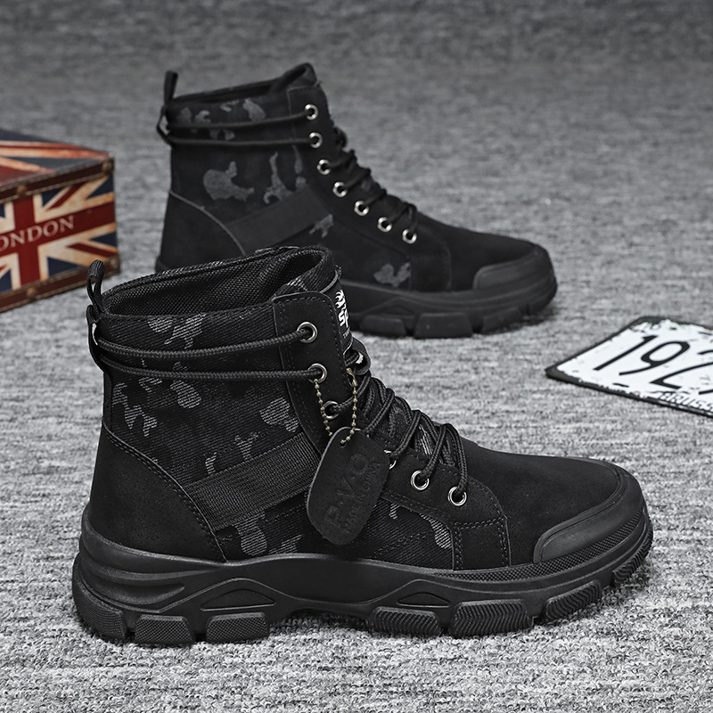 Free Shipping designer boots Men's Work Boots Hiking Martin Boots, British Style Yellow Leather High Top Boots for Spring & Autumn