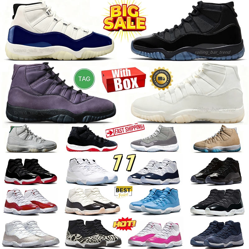 Designer shoes 11s with box OG Basketball Shoes 11 Gamma blue Canyon Purple Noir H-Town 285 Sail White grey concord bred Sports Sneakers women men shoes 36-47