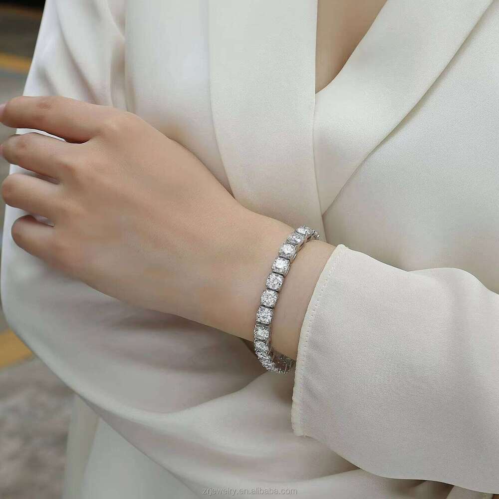 Custom VVS S925 Silver 2mm Tennis GRA Certified Carbon Silicon Stone Bracelet