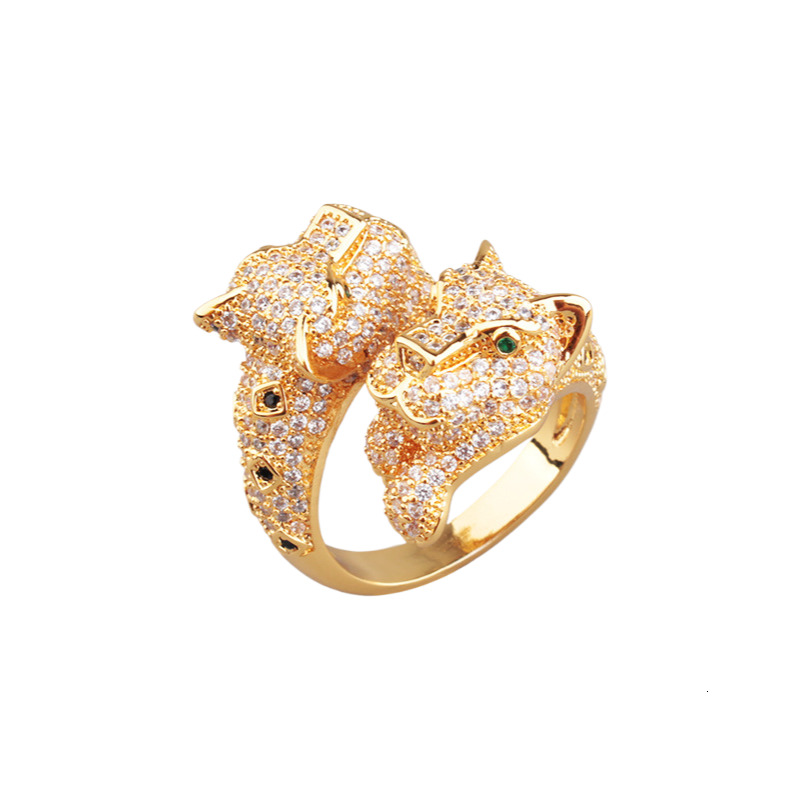 New Leopard Lying Down Bracelet Necklace Set Couple Ring Earrings Jewelry Copper Gold Plated Micro Inlay One Piece Minimum Order