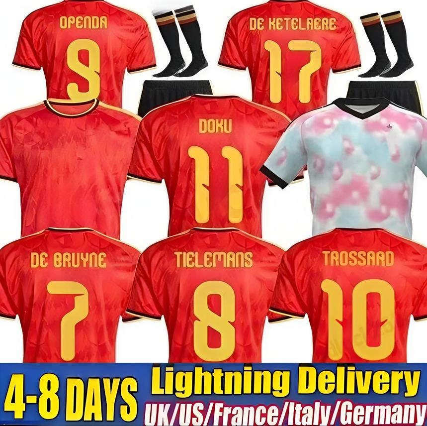 2026 Belgium World Cup soccer jerseys DE BRUYNE R. LUKAKU E. HAZARD 25 26 MERTENS BATSHUAYI TIELEMANS T.HAZARD Fans Player football shirt uniform Men Kids Kits
