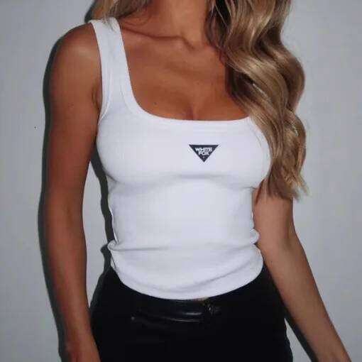Fashion 2026 Classic Inverted Triangle WFX Embroidered Logo Rope Knitted Vest Top For Women Stylish Streetwear Short Length Pure Color Designer