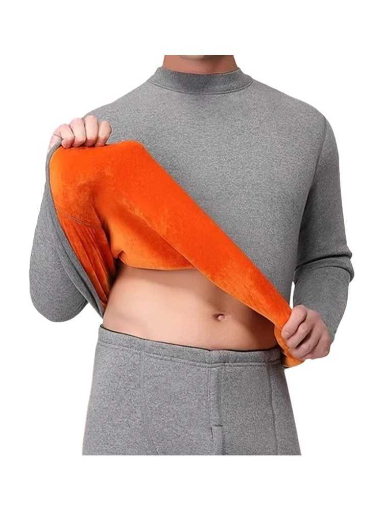 Mens Thermal Underwear Thickened and Fleece-Lined for Cold Protection Youth Top Winter Long-Sleeved Crew Neck Base Layer Shirt G251215