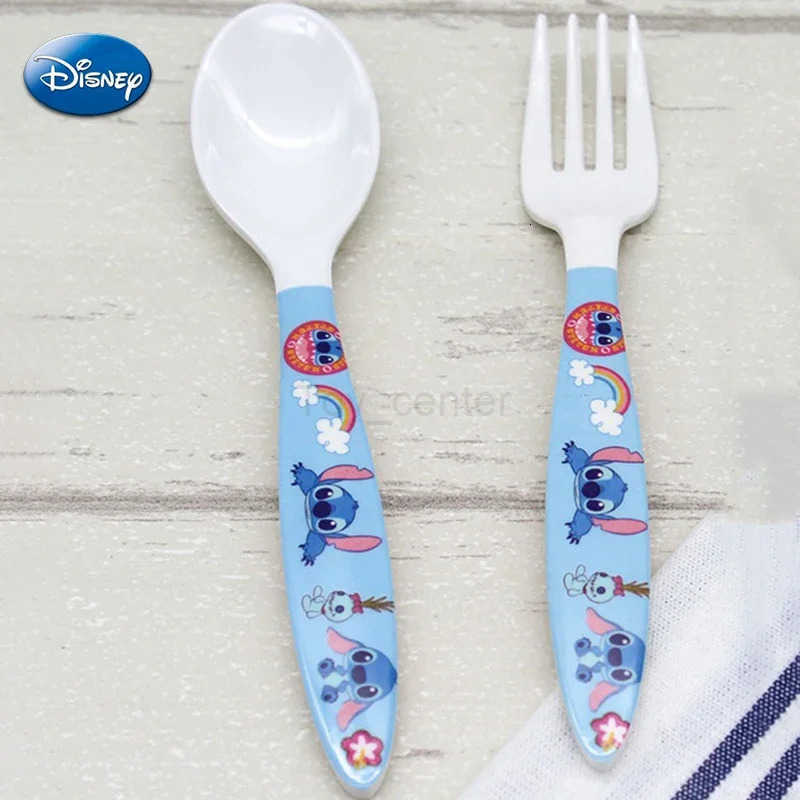 Disney Stitch Mickey Minnie Spoon Fork Childrens Tableware Cartoon Frozen Soup Spoon Cake Fruit Fork Cutlery Set Kid Rice Spoon H251215