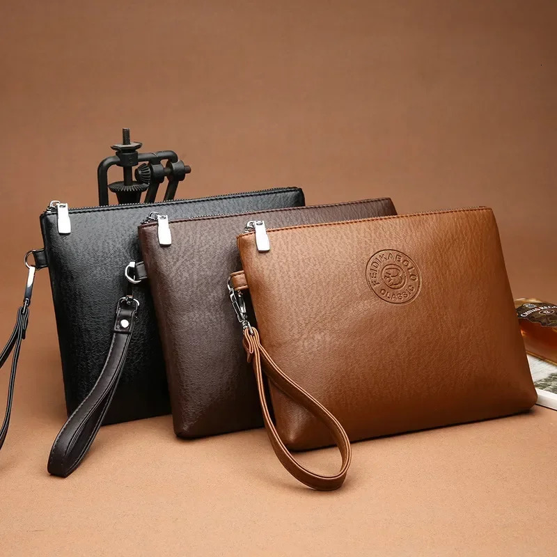 Business Style Mens Clutch Large Wallet Soft PU Leather Male Wristlet Pack Bag Elegant Leisure Stylish Hand Bags Man Pouch 251210