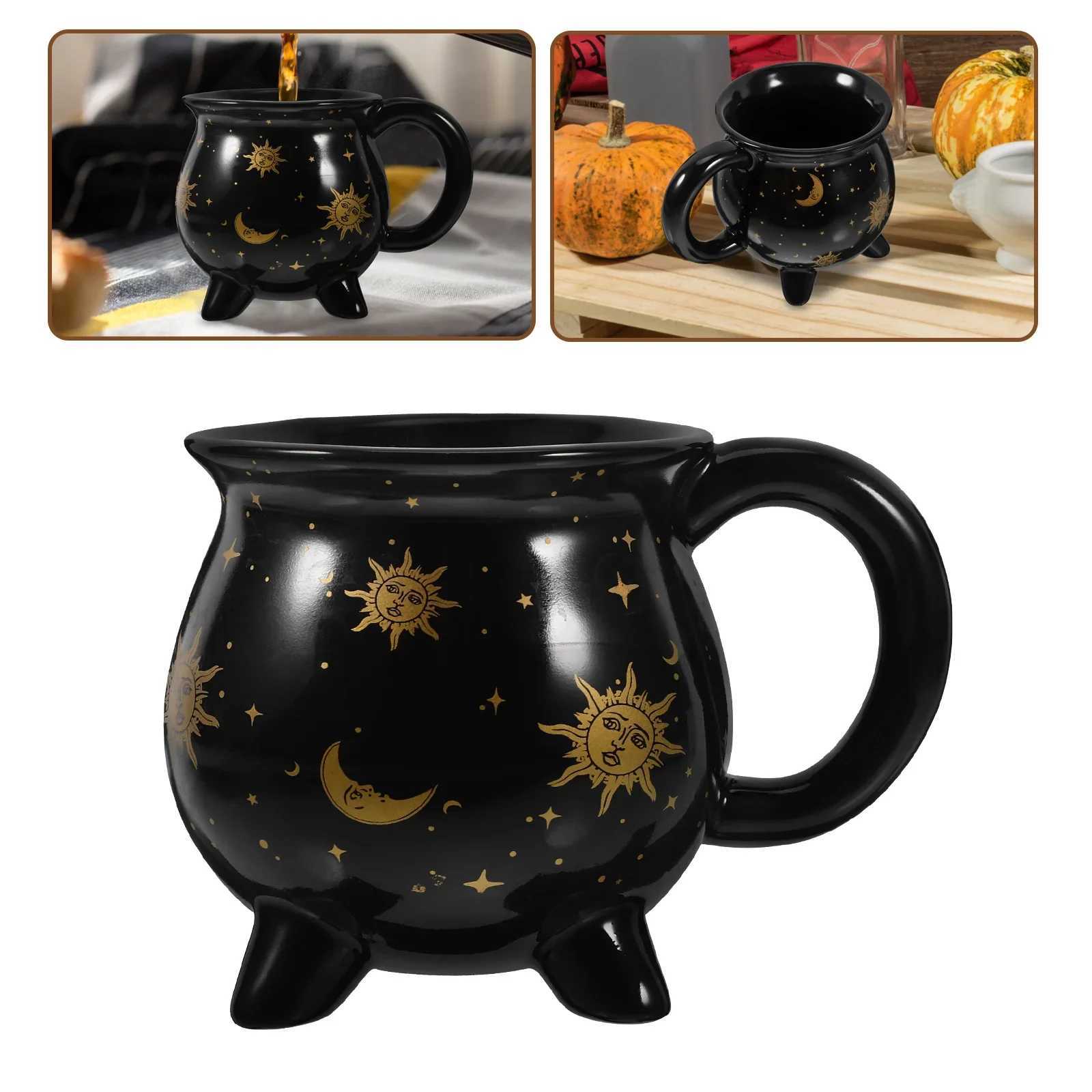Cadron Coffee g 350ml Black Ceramic Witch gsAble Sorceresss Potion Themed CupsIdeal for Christmas Thanksgiving Part H251215