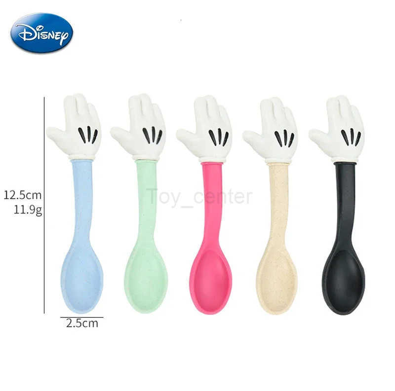 Disney Mickey Mouse Wheat Straw Fork Spoon Tableware Kids Cartoon Cute Lunch Dinnerware Set Fruit Fork Dessert Coffee Spoon Kit H251215