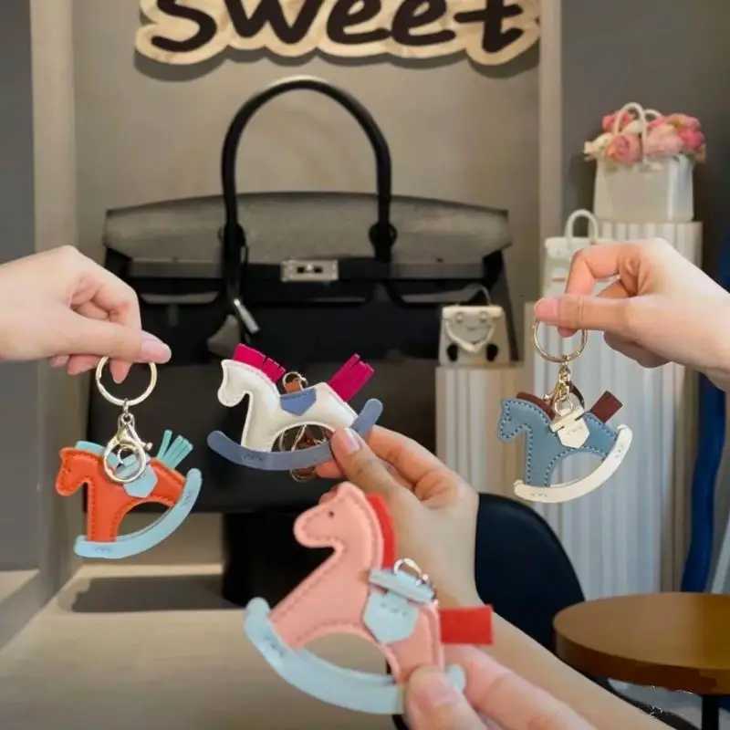 PU Leather Bag Charm Rocking Horse Pendant For Car Bag Hanging Ornament Keychain Decoration Key Chain Cute Bag Accessories Gifts M251215