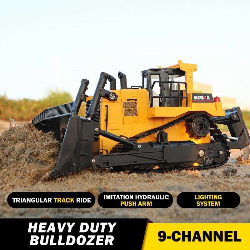 Huina Rc Car Boys Toy Remote Control Truck 116 Engineering Vehicle Radio-Controlled Bulldozer Crawler Model Children GiftT251215