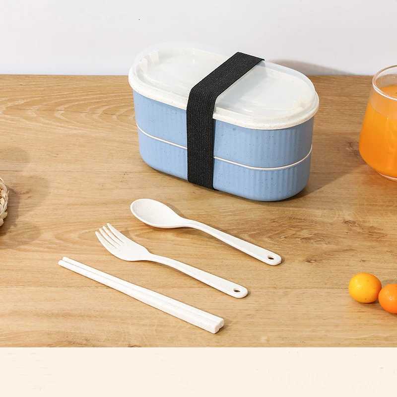 NewHot ssStudent Lunch Box Thicke PP Plastic Material Partition Double Layer Lunch Box Off Lunch Box Can Be Heated H251213