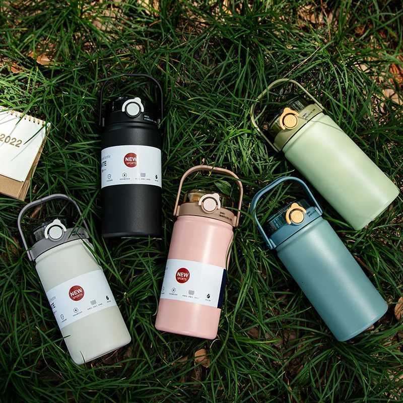Large-capacity stainless steel insulated cup girls fitness and sports straw water bottle high appearance level portable cup H251215