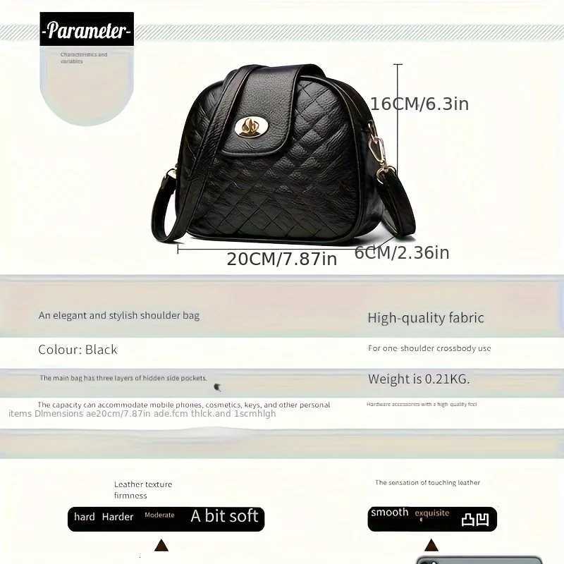 Women Stylish Black Crossbody Bag 3 Compartment Purse with Golden-Tone Hardware Polyester Lining for Everyday Use Work TravelT251215