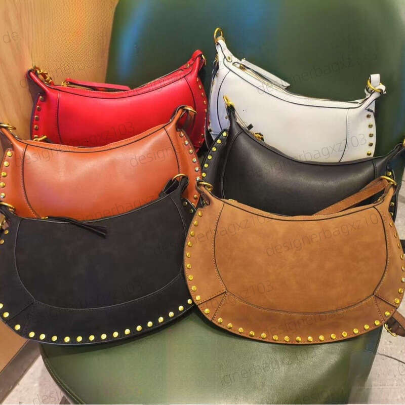 Isabel Marantbag Designer Bag Isabel Marat Luxury Bag French Retro Hot Item IS Retro Hotselling Rivet Classic Half Moon Bag Genuine Leather Single Shoulder