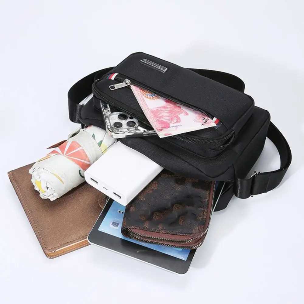 Men Crossbody Bags Male Nylon Shoulder Bags 4 Zippers Boy Messenger Bags Man Handbags for Travel Casual Large SatchelT251215