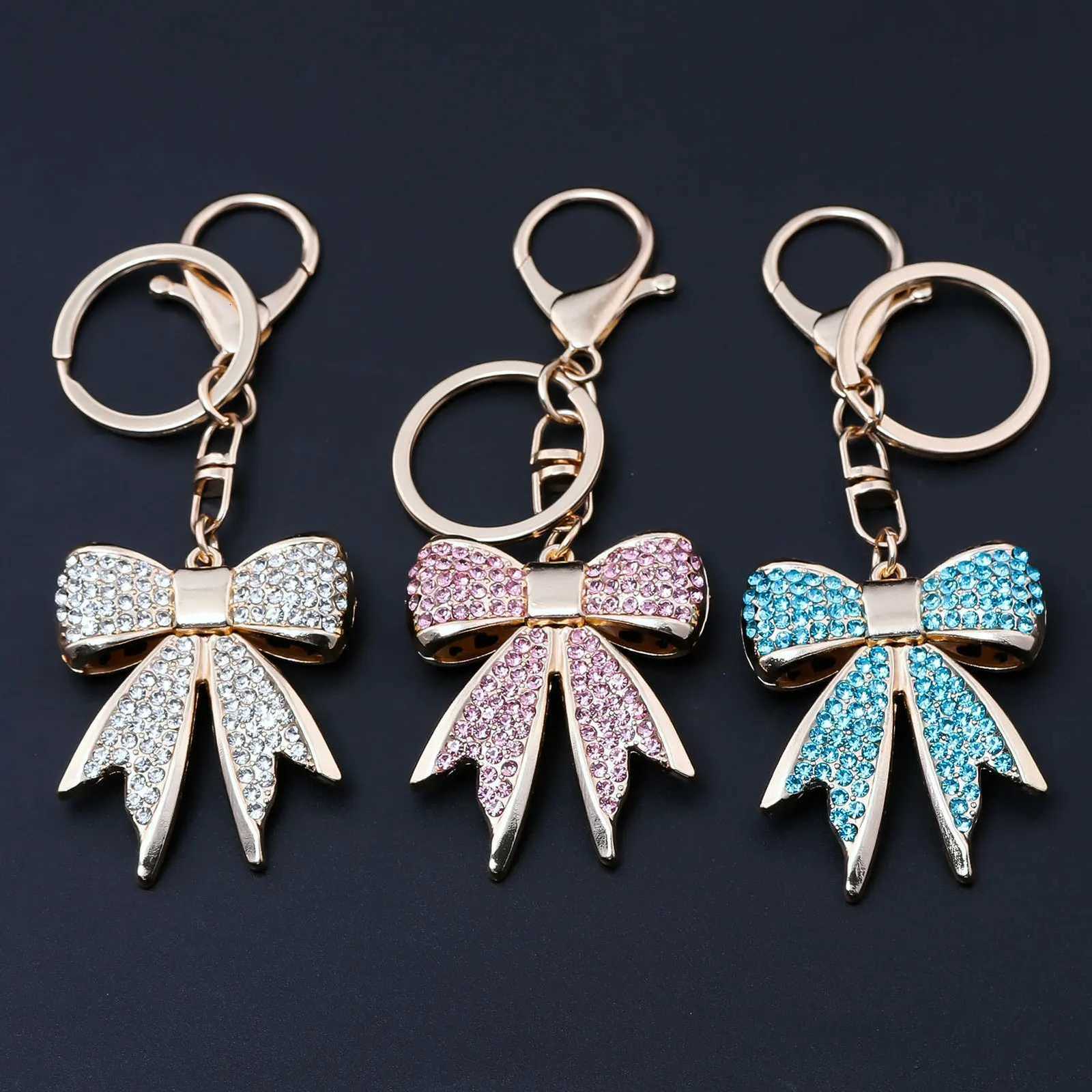 Faux Crystal Rhinestone Bag Charm Rhinestone Bow Keychain for Women Sparkling Bag Charm Car Pendant Valentine Gift Idea M251215