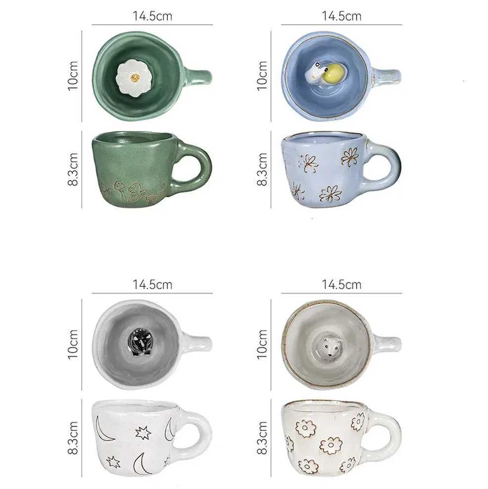Cartoon 3D gs Handmade Snail Cat Dog Daisy Cups Ceramic Kitchen Drinkware Cute Big Coffee Tea g Cup Fun Birthday Gift H251215