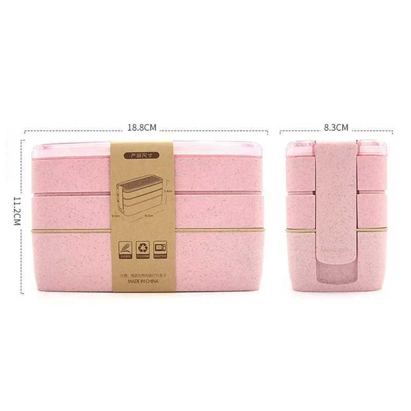 3 Layer 900ml Wheat Straw Bento Boxes Food Storage Container Lunchbox Microwave Dinnerware Healthy Material Lunch Box H251213
