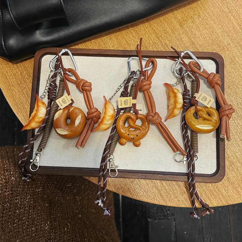 Food Theme Bread Burger Bag Charm Keychain Hanging PendantHandbag Schoolbag Decor AccessoriesValentines Day Gift M251215