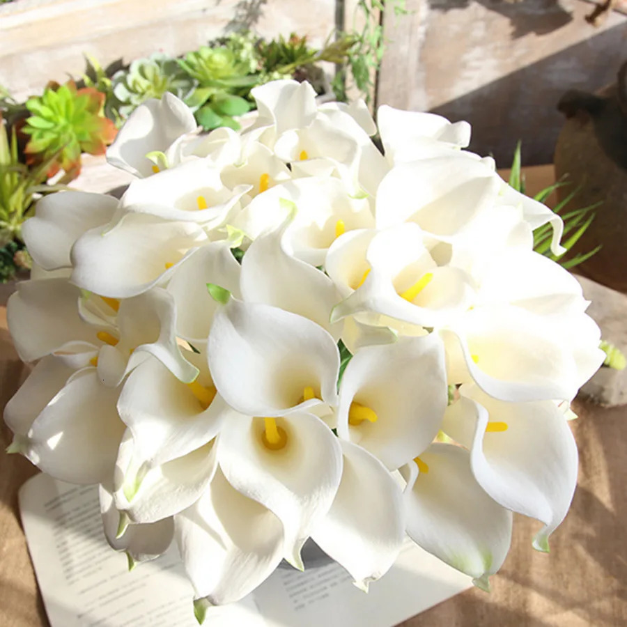 10PCS Artificial Flowers Calla Lily Faux PU Flowers for Weddings Bouquet Bridal Shower DIY Bridal Bouquets Home Party Decor 251211