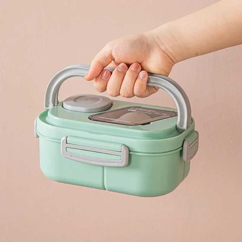 Portable Lunch Box Cpartment Wheat Straw Bento Carrying Handle Box Reusable Tableware Containers Meal Snack Food Containers H251213