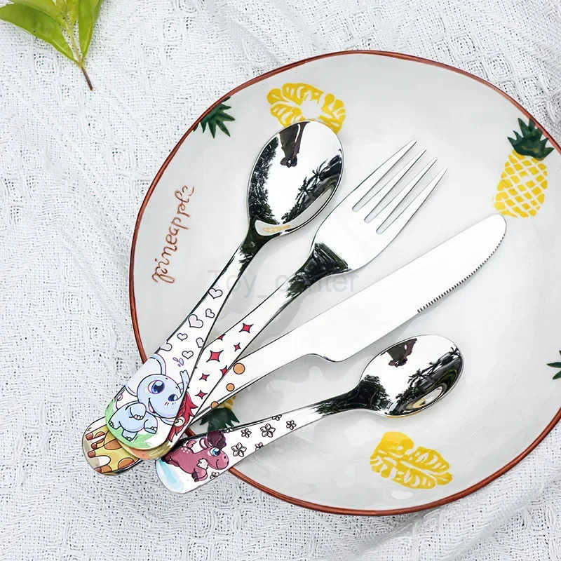 Disney Animal Cartoon Cute Fork Stainless Steel Children Spoon Fork Children Kids Cutlery Set Tableware Dinnerware Supplies Gift H251215
