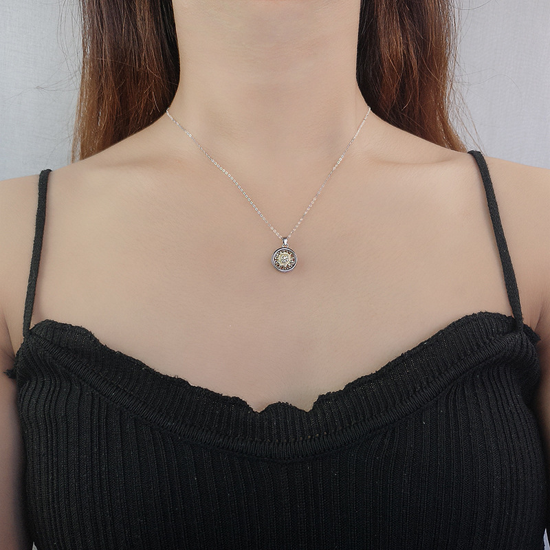 925 Sterling Silver Infinity Rotatable Spinner Anxiety Fidget Sunflower Pendant Worry Stress Relief Necklaces Jewelry for Women 240618