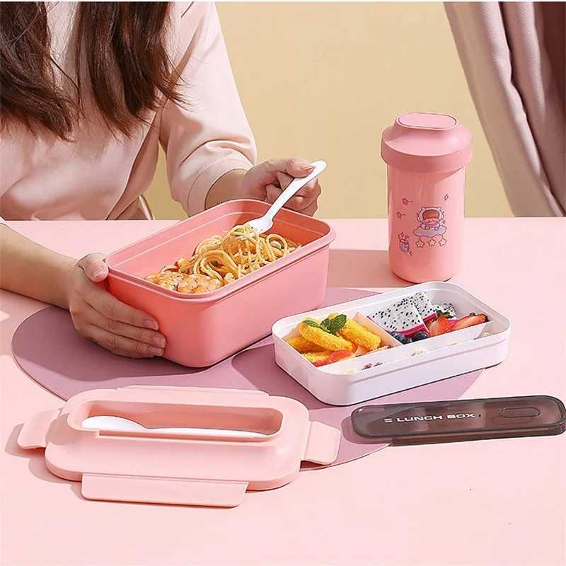 1200/1500ML Lunch Box Portable Double-layer Student Bento Box With Fork Spoon Outing Picnic Box Leakproof Food Storage Container H251213
