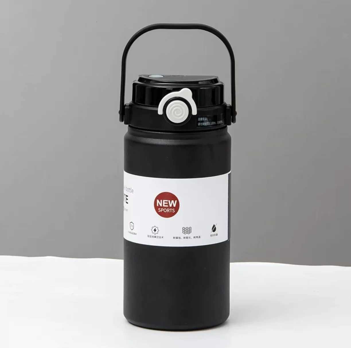 New simple and large-capacity 316 handle thermos cup for outdoor mountaineering and sports with dual drinking cups H251215