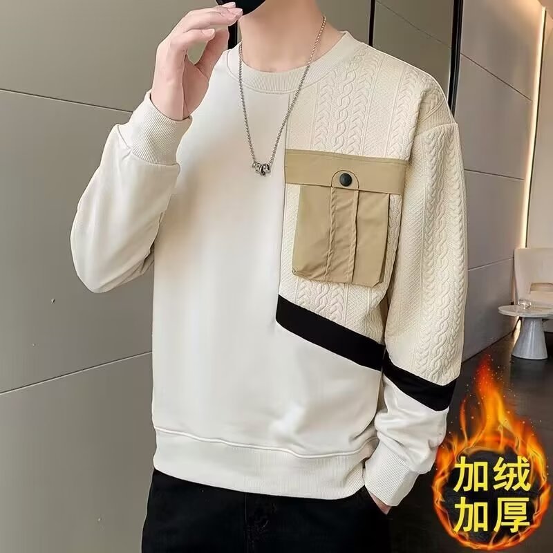Teen & Student Fleece-Lined Hoodie for Boys - Korean-Style Trendy & Stylish Lightweight Top for Junior & Senior High Schoolers, Winter Wear