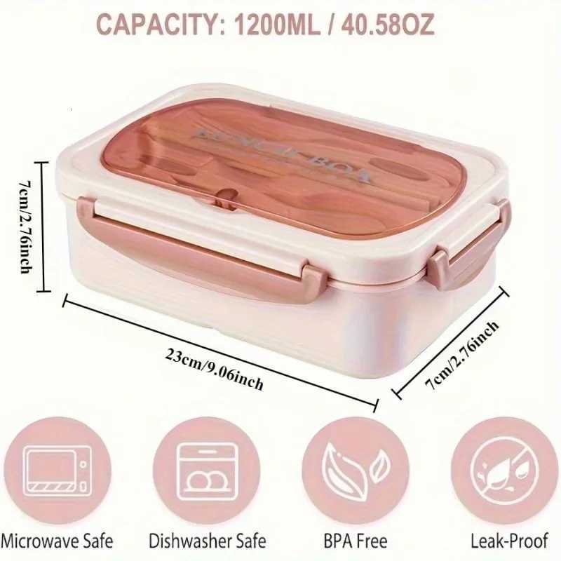 1200ml Bento Style Lunch Container with 3 Separate Leak-Proof Cpartments Includes Utensil BPA- Material for Camping Trips H251213