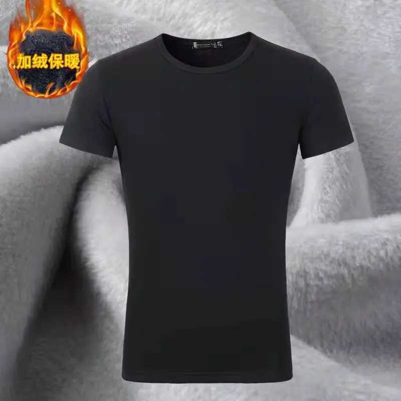 Winter Mens Velvet Short Sleeve T-shirt Base Shirt O-neck V-neck Man Warm Underwear Half Sleeve Top Thermal Short Sleeve Bottom G251215