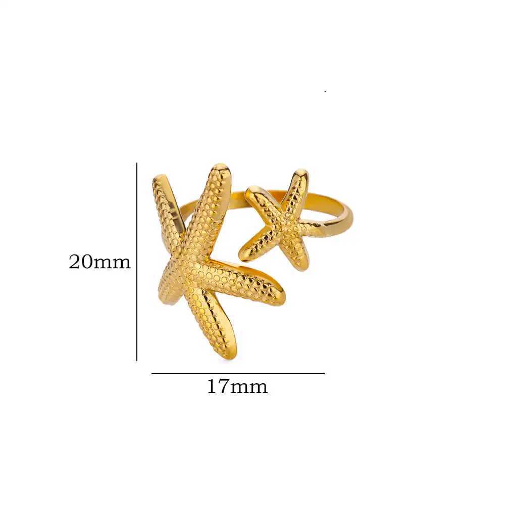 Stainless Steel Starfish Open Rings For Women Gold Color Geometric Adjustable Ring Wedding Party Fashion Jewerly Gift anillos M251215