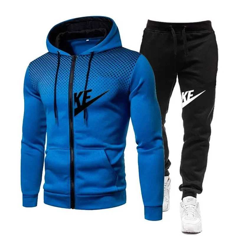 2025 New fashion zipper hooded long-slved hoodie pants set Spring and Autumn leisure outdoor mens two-piece set X251215 - view 4