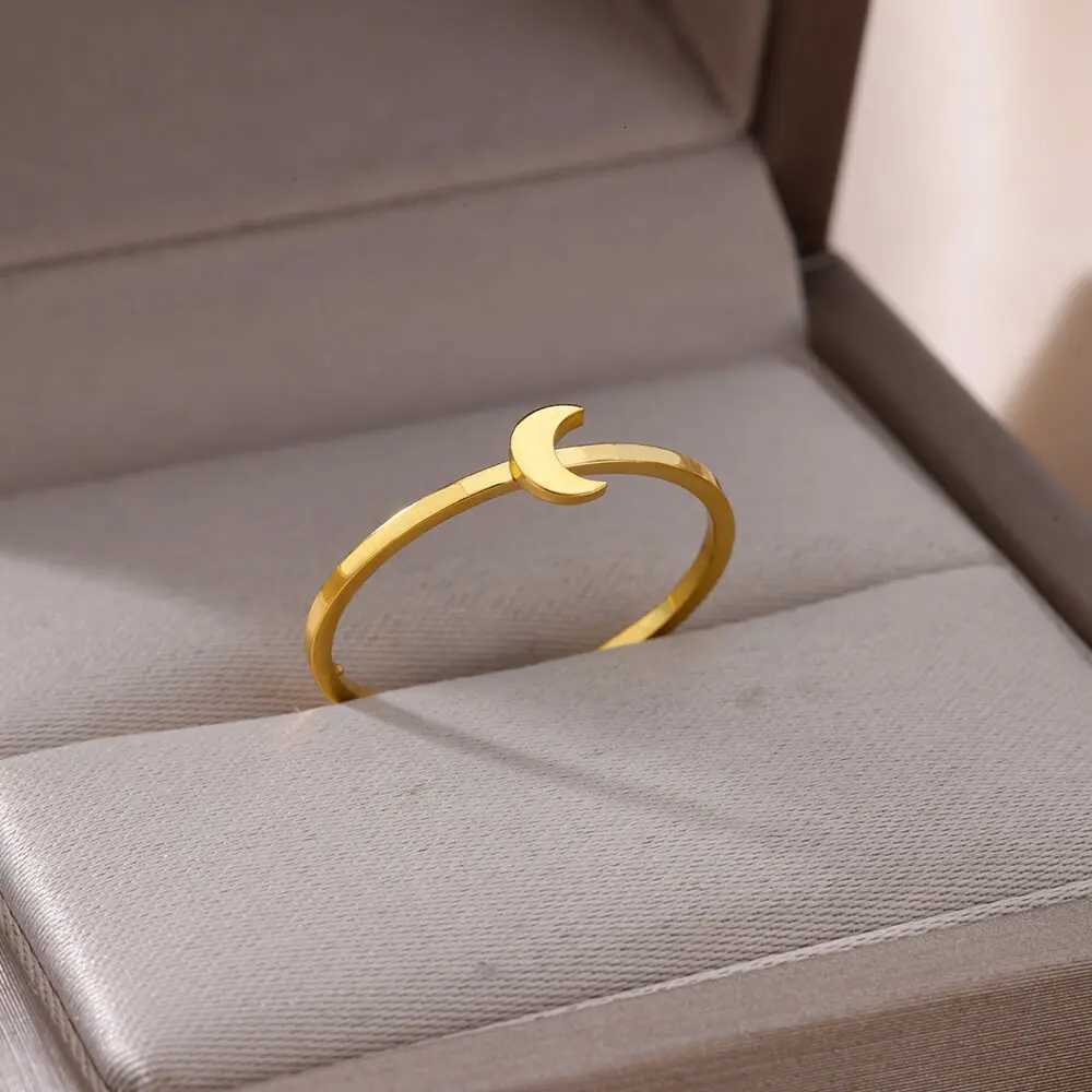 Cute Star Moon Rings For Women Stainless Steel Open Adjustable Gold Color Wedding Engaement Ring Jewelry Gift For Her bague M251215