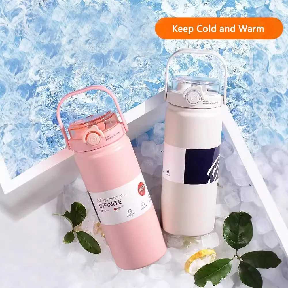 Large-capacity stainless steel insulated cup girls fitness and sports straw water bottle high appearance level portable cup H251215