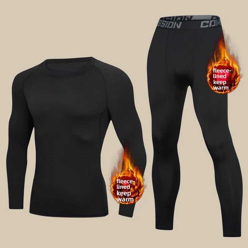 De Run Warmth-Retaining Underwear Set for Men Winter Version with Thick Fleece Lining Great for Running Undergarments for Col G251215