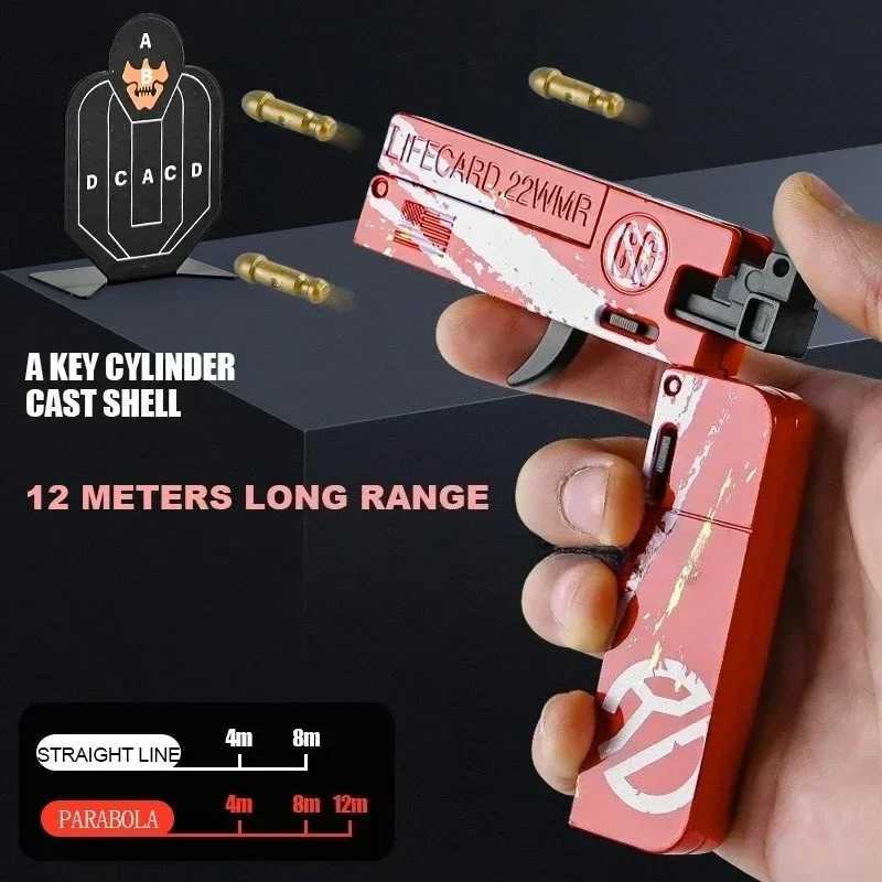 LifeCard Folding Toy Pistol Handgun Toy Card Gun Soft Bullets Alloy Shooting Model Adults Children Boys Birthday Gifts W251215